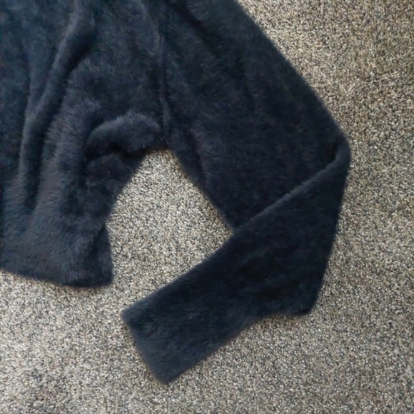 Free People One SO SOFT Found My Friend fuzzy Cardigan Oversized Black XL-1X - Picture 7 of 10